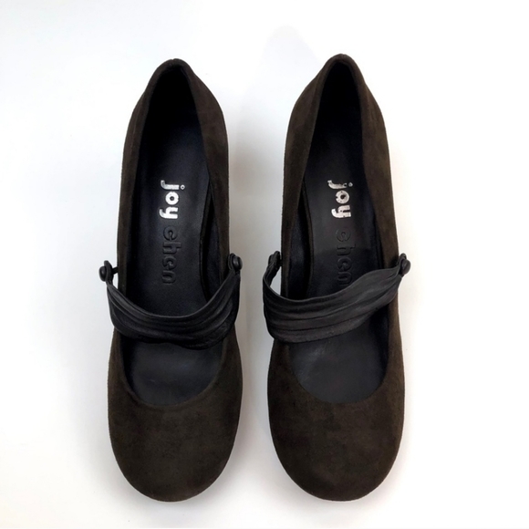 Anthropologie Joy Chen Brown Suede and Leather Mary Jane Pumps - Picture 3 of 6